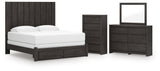 Fraluna 7-Piece King Panel Storage Bed with Mirrored Dresser and Chest (King Storage Footboard, King Headboard Panel, Queen/King Headboard Posts, King Bed Rails, Dresser, Bedroom Mirror, Chest of Drawers)