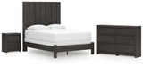 Fraluna 5-Piece Queen Panel Bed with Dresser and Nightstand (Queen Panel Footboard with Rails, Queen Headboard Panel, Queen/King Headboard Posts, Dresser, Nightstand)
