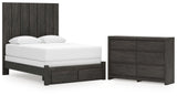Fraluna 5-Piece Queen Panel Storage Bed with Dresser (Queen Storage Footboard, Queen Headboard Panel, Queen/King Headboard Posts, Queen Bed Rails, Dresser)