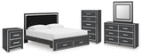 Zuraleus King Storage Bed, Dresser, Mirror, Chest and Nightstand