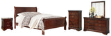 Alisdair 6-Piece California King Sleigh Bed with Mirrored Dresser, Chest and Nightstand (King/California King Sleigh Headboard/Footboard, California King Sleigh Rails, Dresser, Bedroom Mirror, Chest of Drawers, Nightstand)