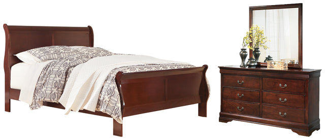 Alisdair 4-Piece King Sleigh Bed with Mirrored Dresser (King/California King Sleigh Headboard/Footboard, King Sleigh Rails, Dresser, Bedroom Mirror)