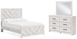 Cayboni 4-Piece Full Panel Bed with Mirrored Dresser (Full Panel Headboard/Footboard, Full Panel Rails, Dresser, Bedroom Mirror)