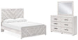Cayboni 4-Piece Queen Panel Bed with Mirrored Dresser (Queen Panel Headboard/Footboard, Queen Panel Rails, Dresser, Bedroom Mirror)