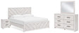 Cayboni 5-Piece King Panel Bed with Mirrored Dresser and Nightstand (King Panel Headboard/Footboard, King Panel Rails, Dresser, Bedroom Mirror, Nightstand)