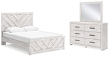 Cayboni 4-Piece King Panel Bed with Mirrored Dresser (King Panel Headboard/Footboard, King Panel Rails, Dresser, Bedroom Mirror)