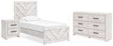 Cayboni 4-Piece Twin Panel Bed with Dresser and Nightstand (Twin Panel Headboard/Footboard, Twin Panel Rails, Dresser, Nightstand)