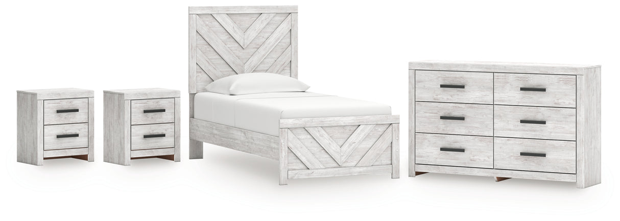 Cayboni 5-Piece Twin Panel Bed with Dresser and 2 Nightstands (Twin Panel Headboard/Footboard, Twin Panel Rails, Dresser, Nightstand, Nightstand)