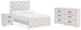 Cayboni 4-Piece Full Panel Bed with Dresser and Nightstand (Full Panel Headboard/Footboard, Full Panel Rails, Dresser, Nightstand)