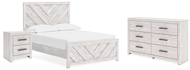 Cayboni 4-Piece Full Panel Bed with Dresser and Nightstand (Full Panel Headboard/Footboard, Full Panel Rails, Dresser, Nightstand)