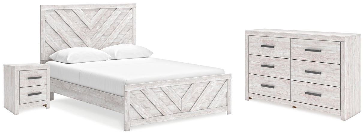 Cayboni 4-Piece Queen Panel Bed with Dresser and Nightstand (Queen Panel Headboard/Footboard, Queen Panel Rails, Dresser, Nightstand)