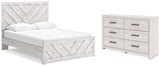 Cayboni 3-Piece Queen Panel Bed with Dresser (Queen Panel Headboard/Footboard, Queen Panel Rails, Dresser)
