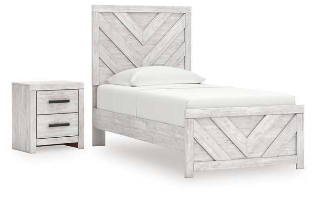 Cayboni 3-Piece Twin Panel Bed with Nightstand (Twin Panel Headboard/Footboard, Twin Panel Rails, Nightstand)