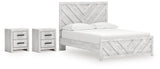 Cayboni 4-Piece Queen Panel Bed with 2 Nightstands (Queen Panel Headboard/Footboard, Queen Panel Rails, Nightstand, Nightstand)