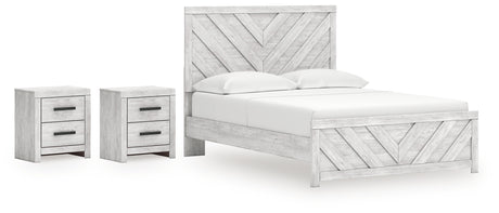 Cayboni 4-Piece Queen Panel Bed with 2 Nightstands (Queen Panel Headboard/Footboard, Queen Panel Rails, Nightstand, Nightstand)