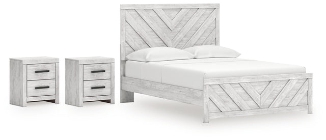 Cayboni 4-Piece Queen Panel Bed with 2 Nightstands (Queen Panel Headboard/Footboard, Queen Panel Rails, Nightstand, Nightstand)