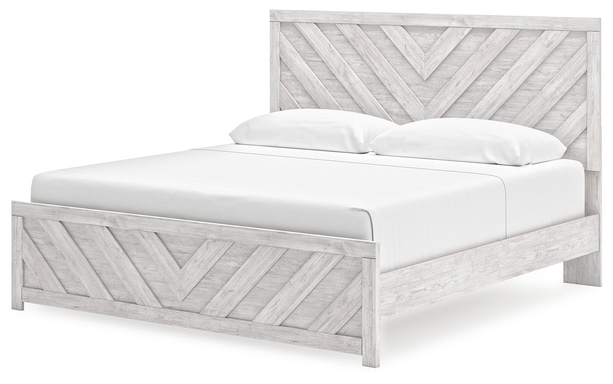 Cayboni 3-Piece King Panel Bed with Dresser (King Panel Headboard/Footboard, King Panel Rails, Dresser)