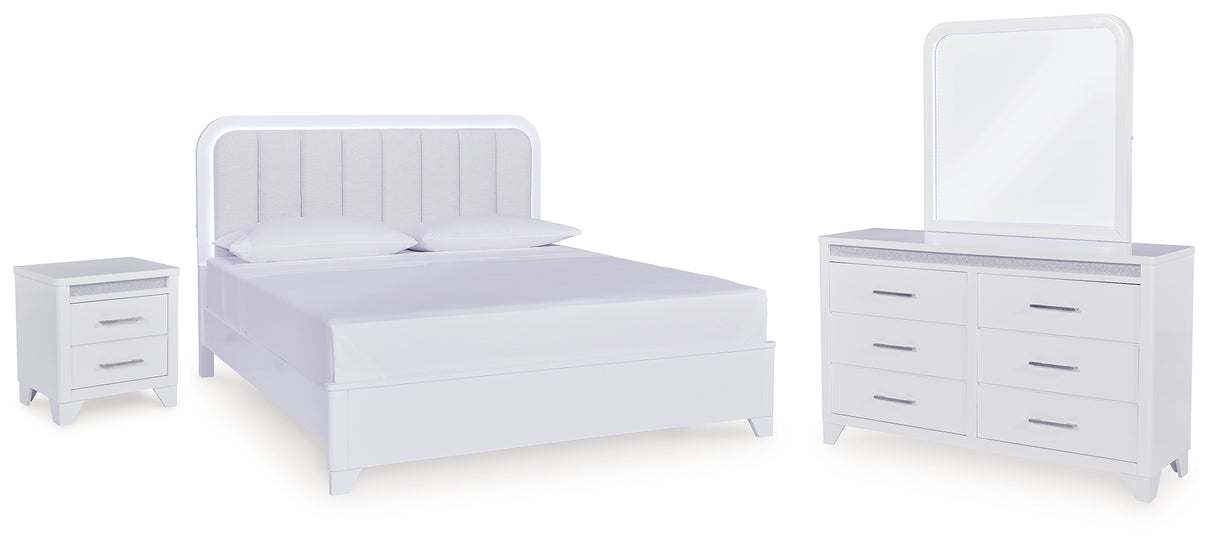 Jarlee King Panel Bed, Dresser, Mirror and Nightstand (Bed Size: King)