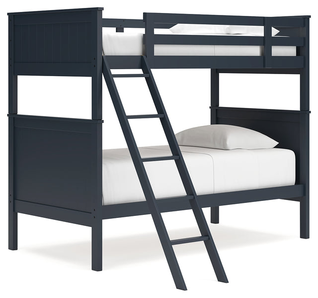 Nextonfort Twin over Twin Bunk Bed (Color: Blue)