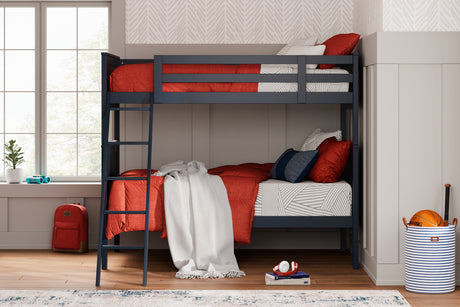 Nextonfort Twin over Twin Bunk Bed (Color: Blue)