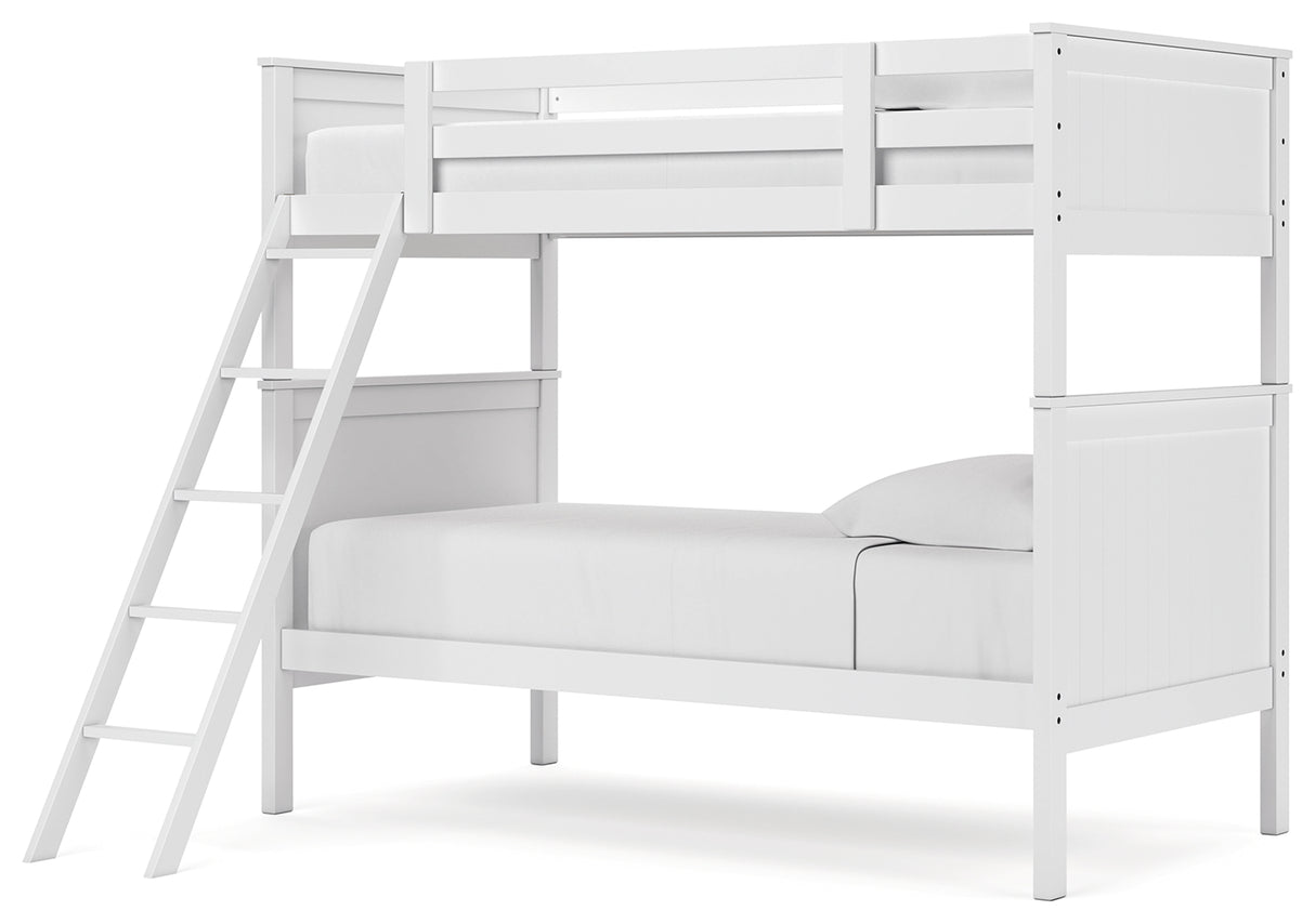 Nextonfort Twin over Twin Bunk Bed (Variation Color: White)