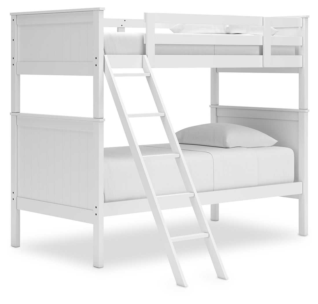 Nextonfort Twin over Twin Bunk Bed (Variation Color: White)