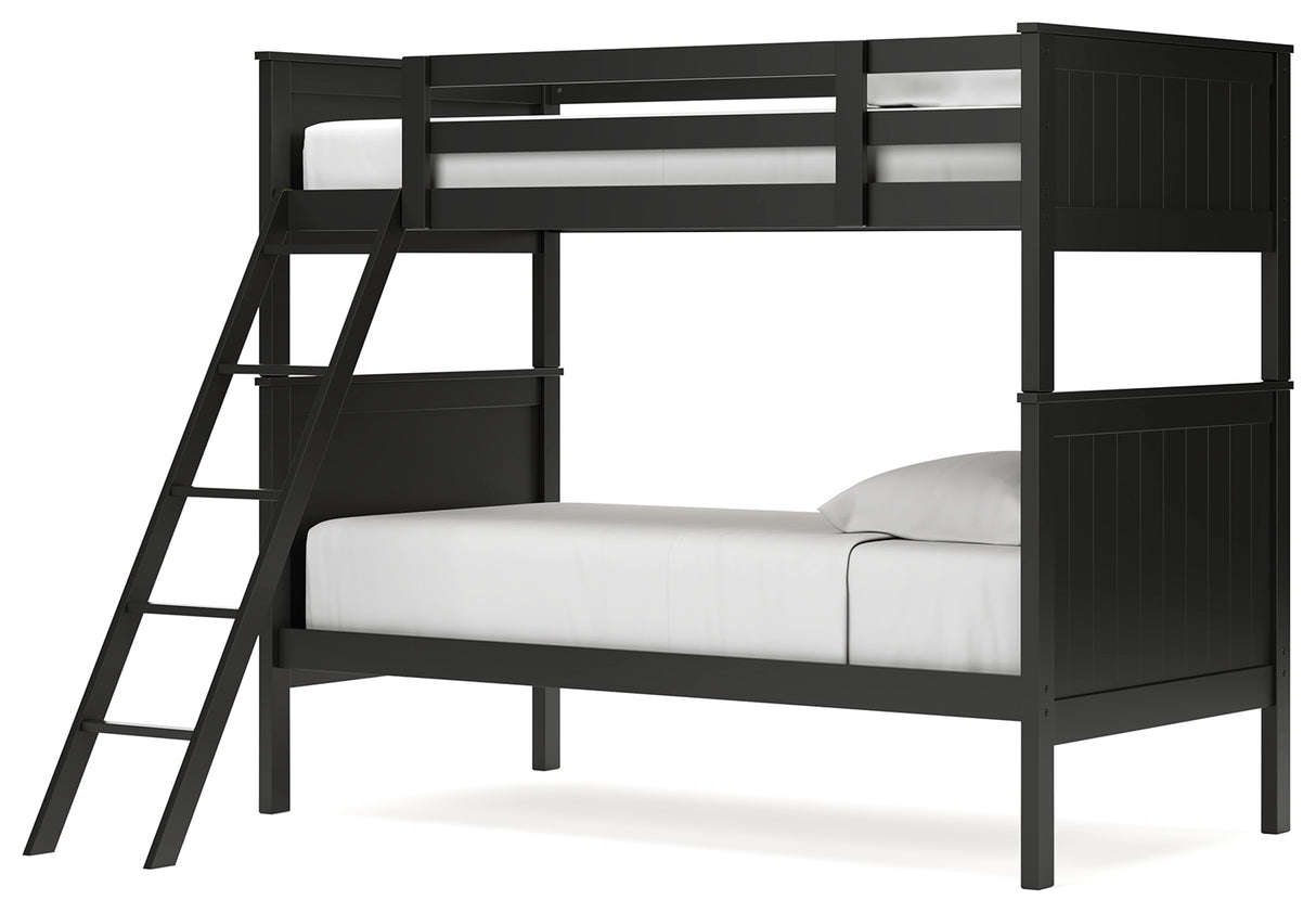 Nextonfort Twin over Twin Bunk Bed (Variation Color: Black)