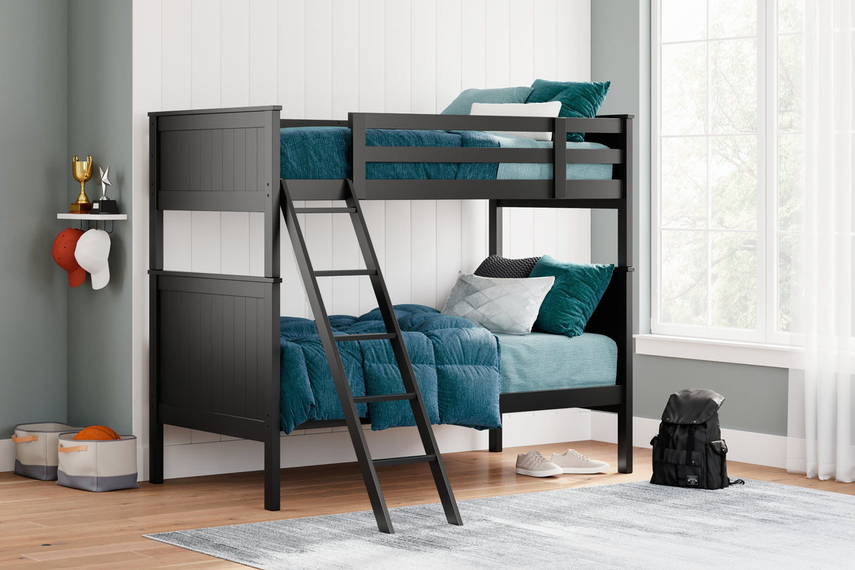 Nextonfort Twin over Twin Bunk Bed (Variation Color: Black)