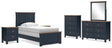 Landocken 8-Piece Twin Panel Bed with Mirrored Dresser, Chest and 2 Nightstands (Twin Panel Footboard with Slats, Twin Panel Headboard, Twin/Full Panel Rails, Dresser, Bedroom Mirror, Chest of Drawers, Nightstand, Nightstand)