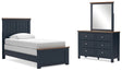 Landocken Twin Panel Bed, Dresser and Mirror (Bed Size: Twin)