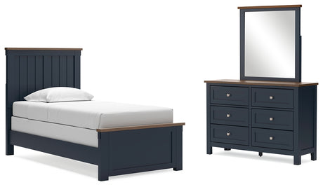 Landocken Twin Panel Bed, Dresser and Mirror (Bed Size: Twin)