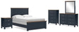 Landocken 7-Piece Full Panel Bed with Mirrored Dresser, Chest and Nightstand (Full Panel Footboard with Slats, Twin/Full Panel Rails, Full Panel Headboard, Dresser, Bedroom Mirror, Chest of Drawers, Nightstand)