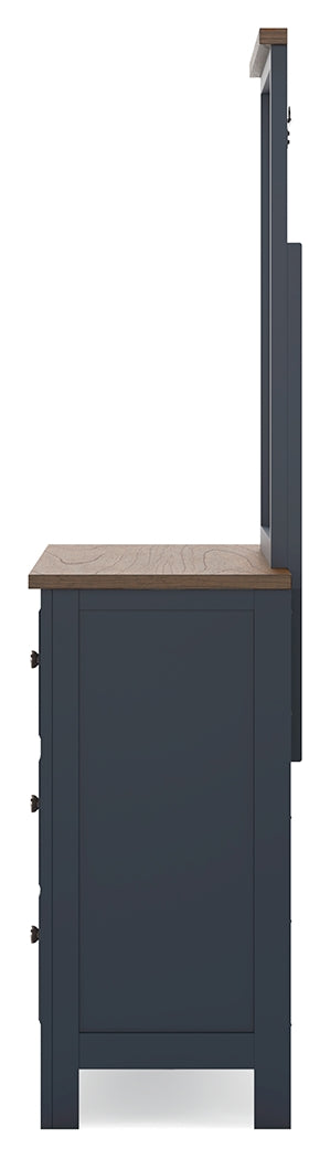 Landocken 4-Piece Full Panel Headboard with Mirrored Dresser and Chest (Full Panel Headboard, Dresser, Bedroom Mirror, Chest of Drawers)