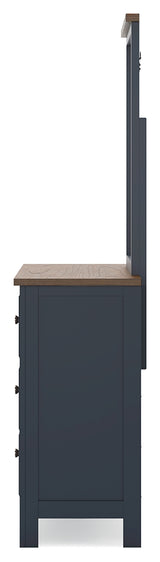 Landocken 3-Piece Twin Panel Headboard with Mirrored Dresser (Twin Panel Headboard, Dresser, Bedroom Mirror)