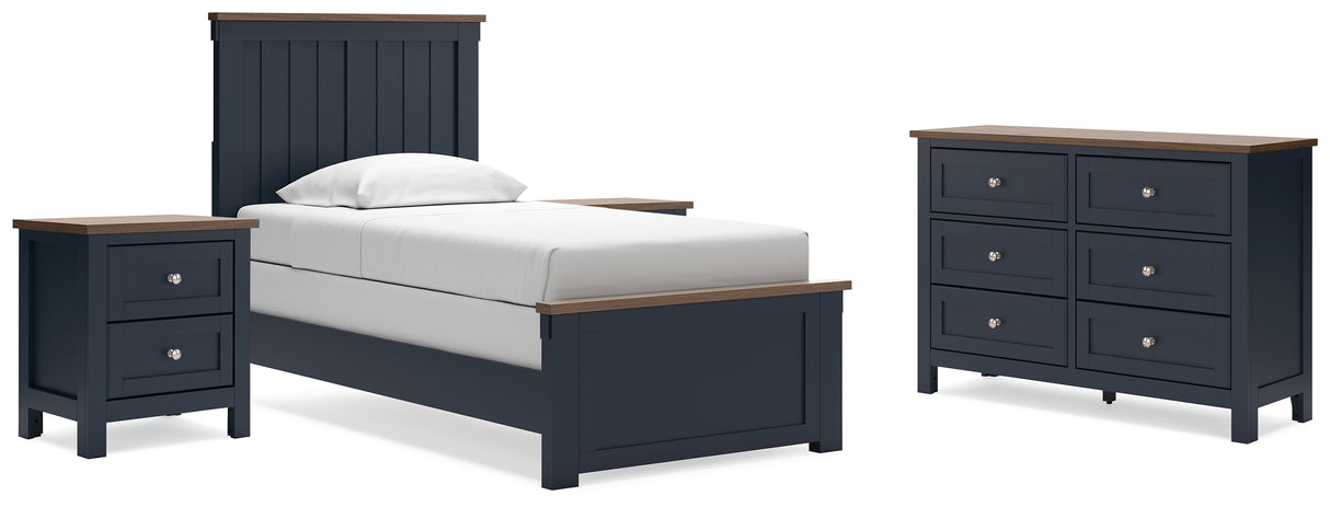 Landocken 6-Piece Twin Panel Bed with Dresser and 2 Nightstands (Twin Panel Footboard with Slats, Twin Panel Headboard, Twin/Full Panel Rails, Dresser, Nightstand, Nightstand)