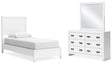 Binterglen Twin Panel Bed, Dresser and Mirror (Bed Size: Twin)