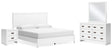 Binterglen 5-Piece King Panel Bed with Mirrored Dresser and Nightstand (King/California King Panel Headboard/Footboard and Slats, Queen/King Panel Rails, Dresser, Bedroom Mirror, Nightstand)