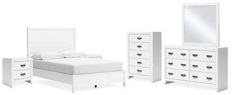 Binterglen 7-Piece Full Panel Bed with Mirrored Dresser, Chest and 2 Nightstands (Twin/Full Bed Rails, Full Panel Headboard/Footboard and Slats, Dresser, Bedroom Mirror, Chest of Drawers, Nightstand, Nightstand)