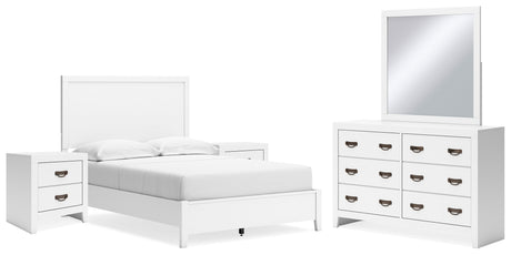 Binterglen 6-Piece Full Panel Bed with Mirrored Dresser and 2 Nightstands (Twin/Full Bed Rails, Full Panel Headboard/Footboard and Slats, Dresser, Bedroom Mirror, Nightstand, Nightstand)
