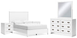 Binterglen 6-Piece Full Panel Bed with Mirrored Dresser and 2 Nightstands (Twin/Full Bed Rails, Full Panel Headboard/Footboard and Slats, Dresser, Bedroom Mirror, Nightstand, Nightstand)
