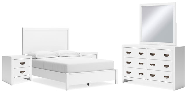 Binterglen 6-Piece Full Panel Bed with Mirrored Dresser and 2 Nightstands (Twin/Full Bed Rails, Full Panel Headboard/Footboard and Slats, Dresser, Bedroom Mirror, Nightstand, Nightstand)