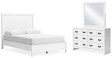 Binterglen 4-Piece Full Panel Bed with Mirrored Dresser (Twin/Full Bed Rails, Full Panel Headboard/Footboard and Slats, Dresser, Bedroom Mirror)