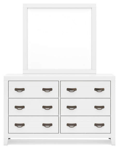 Binterglen 6-Piece King Panel Bed with Mirrored Dresser, Chest and Nightstand (King/California King Panel Headboard/Footboard and Slats, Queen/King Panel Rails, Dresser, Bedroom Mirror, Chest of Drawers, Nightstand)