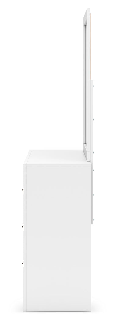 Binterglen 7-Piece Twin Panel Bed with Mirrored Dresser, Chest and 2 Nightstands (Twin Panel Headboard/Footboard and Slats, Twin/Full Bed Rails, Dresser, Bedroom Mirror, Chest of Drawers, Nightstand, Nightstand)