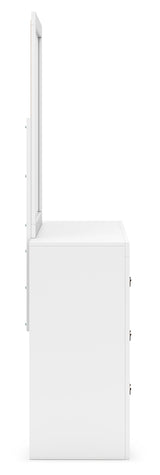 Binterglen 5-Piece Twin Panel Bed with Mirrored Dresser and Nightstand (Twin Panel Headboard/Footboard and Slats, Twin/Full Bed Rails, Dresser, Bedroom Mirror, Nightstand)