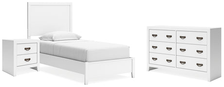 Binterglen 4-Piece Twin Panel Bed with Dresser and Nightstand (Twin Panel Headboard/Footboard and Slats, Twin/Full Bed Rails, Dresser, Nightstand)