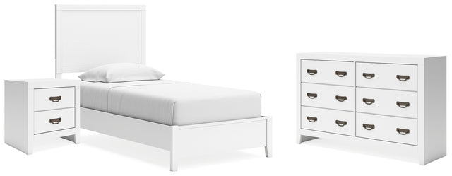 Binterglen 4-Piece Twin Panel Bed with Dresser and Nightstand (Twin Panel Headboard/Footboard and Slats, Twin/Full Bed Rails, Dresser, Nightstand)