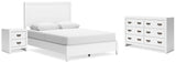 Binterglen 4-Piece Queen Panel Bed with Dresser and Nightstand (Queen Panel Headboard/Footboard and Slats, Queen/King Panel Rails, Dresser, Nightstand)
