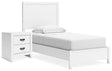 Binterglen 3-Piece Twin Panel Bed with Nightstand (Twin Panel Headboard/Footboard and Slats, Twin/Full Bed Rails, Nightstand)
