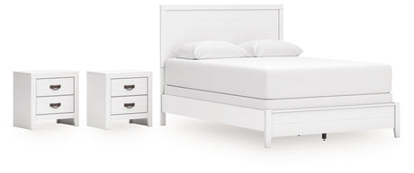Binterglen 4-Piece Queen Panel Bed with 2 Nightstands (Queen Panel Headboard/Footboard and Slats, Queen/King Panel Rails, Nightstand, Nightstand)